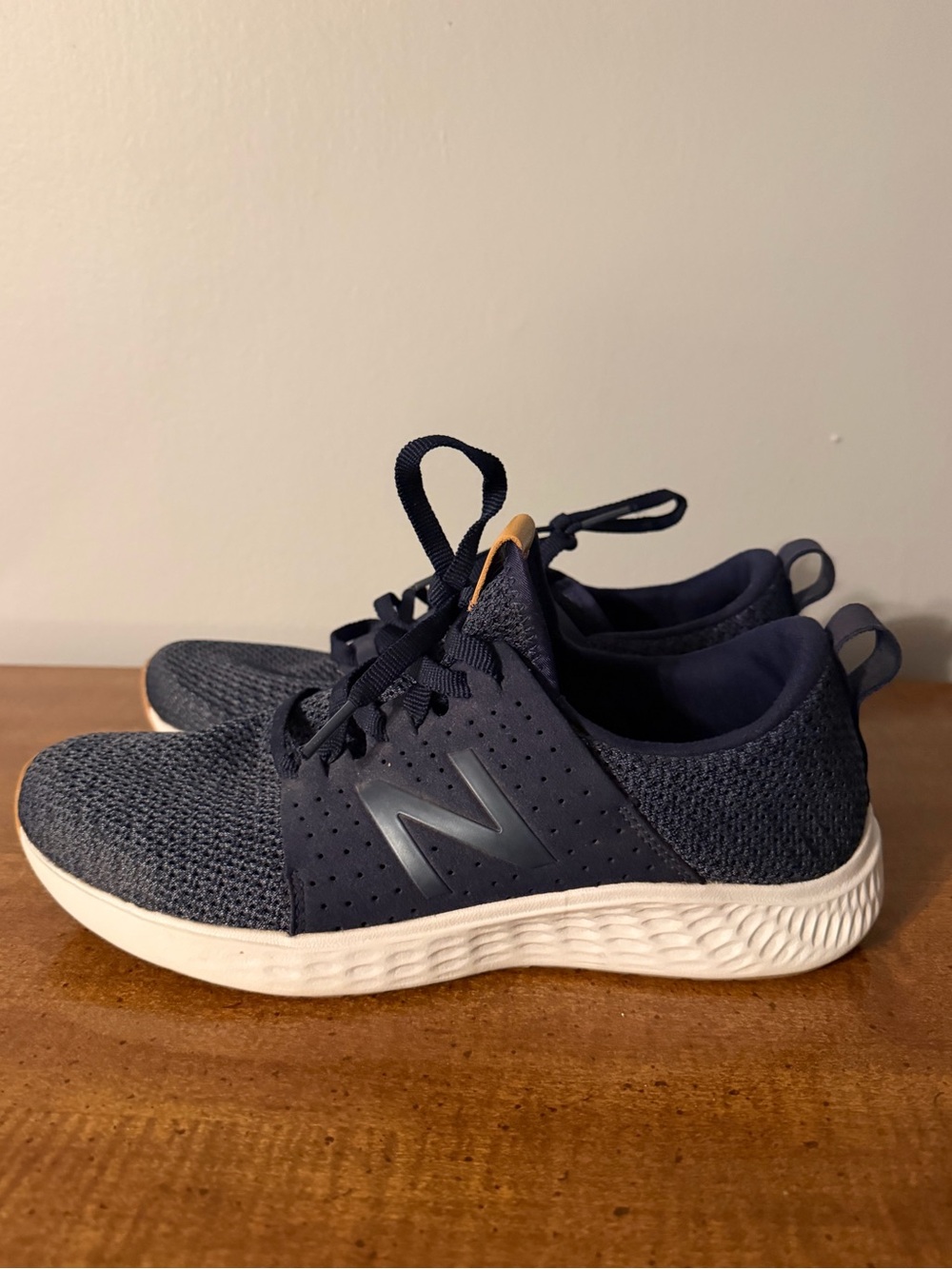 New Balance Navy and White Knit Lace-Up Sneakers